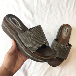 Rhinestone Platform Slides